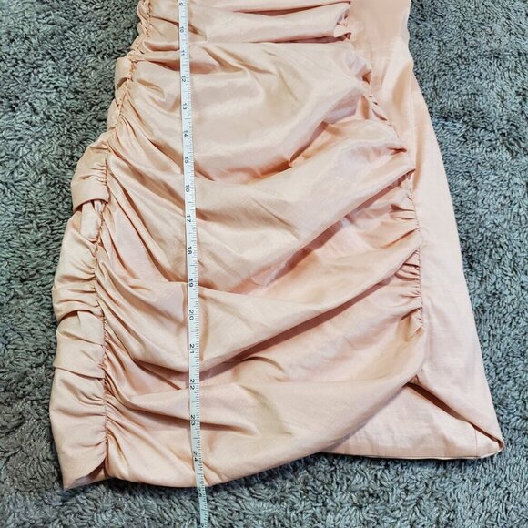 Oh Polly Blush Take Me Higher Ruched Puff Sleeve Dress - Size 4 - Picture 6 of 8